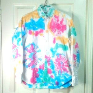 POLO RALPH LAUREN VINTAGE BUTTON DOWN TIE-DYE BUTTON DOWN SHIRT